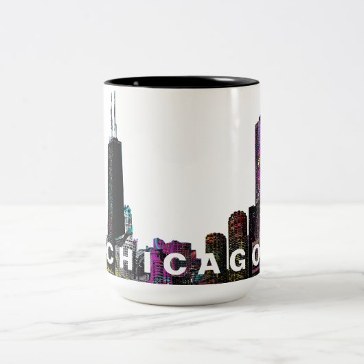 Chicago, Illinois in Graffiti Zweifarbige Tasse (Mittel)