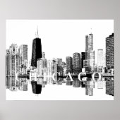 Chicago, Illinois in Schwarz und Weiß Poster (Vorne)