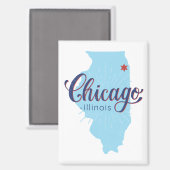 Chicago Illinois Karte Magnet (Vorderseite/Rückseite)