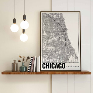 Chicago Illinois Minimalistisch Map Art Poster