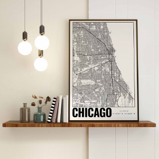 Chicago Illinois Minimalistisch Map Art Poster