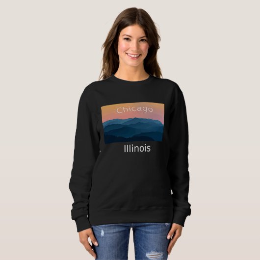 Chicago Illinois Mountain sunset hometown Sweatshirt (Vorne ganz)