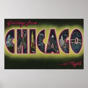 Chicago, Illinois (Nacht) Poster