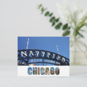 Chicago Illinois Navy Pier Sign Postkarte (Stehend Vorderseite)