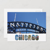 Chicago Illinois Navy Pier Sign Postkarte (Vorne/Hinten)