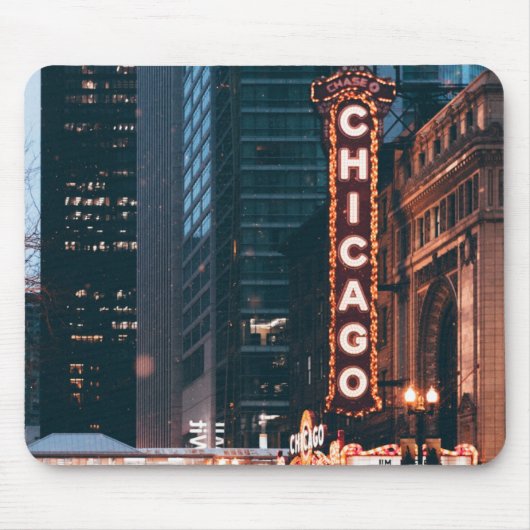 Chicago Illinois Neon Sign Mousepad (Vorne)