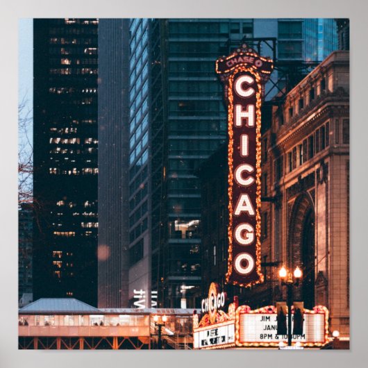 Chicago Illinois Neon Sign Poster (Vorne)