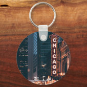 Chicago Illinois Neon Sign Schlüsselanhänger (Vorderseite)