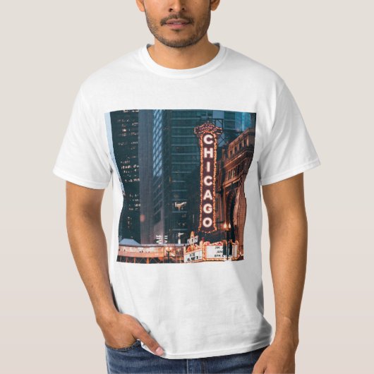 Chicago Illinois Neon Sign T-Shirt (Vorderseite)
