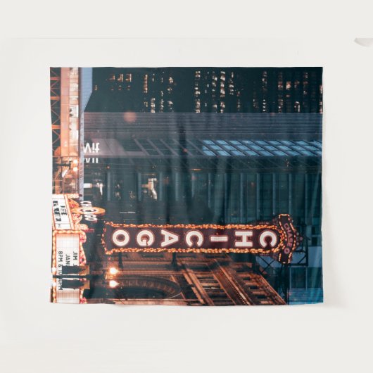 Chicago Illinois Neon Sign Wandteppich (Vorderseite (Horizontal))