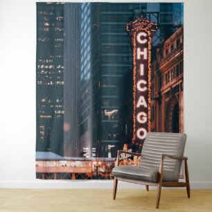 Chicago Illinois Neon Sign Wandteppich