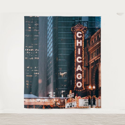 Chicago Illinois Neon Sign Wandteppich (Vorderseite)