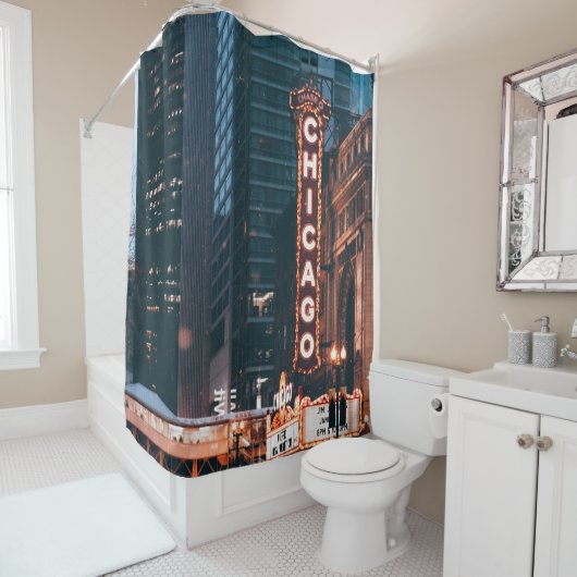 Chicago Illinois Neon Unterschreiben Duschvorhang (Beispiel)