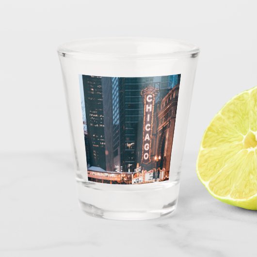Chicago Illinois Neon Unterschreiben Schnapsglas (Vorderseite)