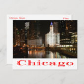 Chicago Illinois Night Skyline Travel Post Card Postkarte (Vorne/Hinten)