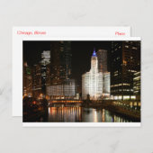 Chicago Illinois Night Skyline Travel Post Card Postkarte (Vorne/Hinten)