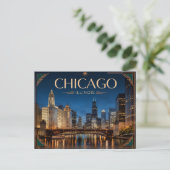 Chicago Illinois Postkarte (Stehend Vorderseite)