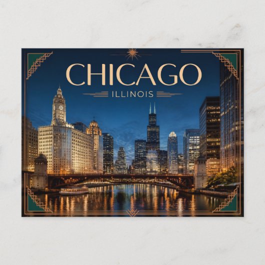 Chicago Illinois Postkarte (Vorderseite)
