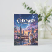 Chicago Illinois Postkarte (Stehend Vorderseite)