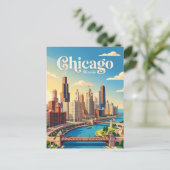 Chicago Illinois Postkarte (Stehend Vorderseite)