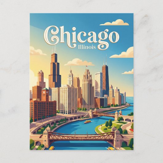 Chicago Illinois Postkarte (Vorderseite)