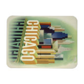 Chicago Illinois Retro Vintage Travel Poster Magnet (Horizontal)