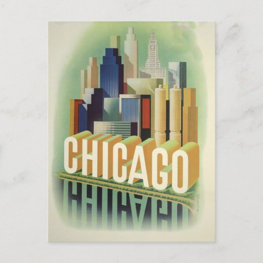 Chicago Illinois Retro Vintage Travel Poster Postkarte (Vorderseite)