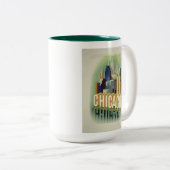 Chicago Illinois Retro Vintage Travel Poster Zweifarbige Tasse (VorderseiteRechts)