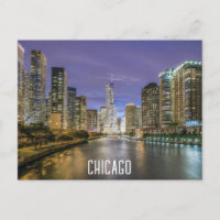 Chicago Illinois River Skyline bei Night Travel