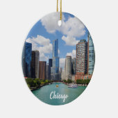 Chicago Illinois River Skyline Foto Weihnachten Keramik Ornament (Rechts)