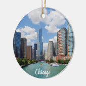Chicago Illinois River Skyline Foto Weihnachten Keramik Ornament (Links)