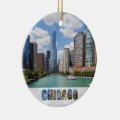 Chicago Illinois River Skyline Foto Weihnachten Keramik Ornament (Rechts)
