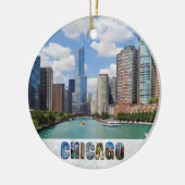 Chicago Illinois River Skyline Foto Weihnachten Keramik Ornament (Links)