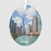 Chicago Illinois River Skyline Foto Weihnachten Ornament (Vorderseite)