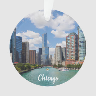Chicago Illinois River Skyline Foto Weihnachten Ornament
