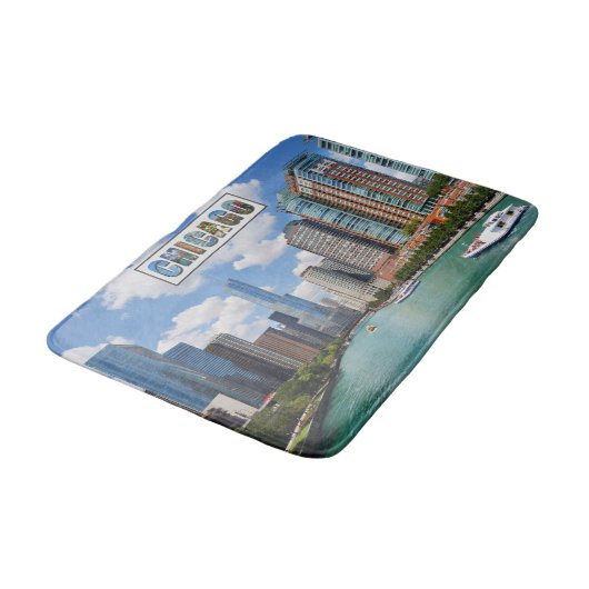 Chicago Illinois River Skyline Travel Foto Badematte (Schrägansicht)