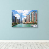 Chicago Illinois River Skyline Travel Foto Leinwanddruck (Insitu (Holzboden))