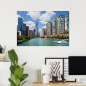 Chicago Illinois River Skyline Travel Foto Poster (Heimbüro)