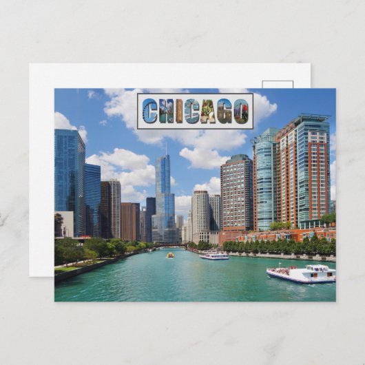 Chicago Illinois River Skyline Travel Foto Postkarte (Vorne/Hinten)