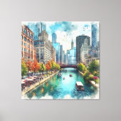 Chicago Illinois River Wall Art Leinwanddruck (Vorderseite)