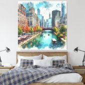 Chicago Illinois River Wall Art Leinwanddruck (Insitu (Schlafzimmer))