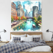 Chicago Illinois River Wall Art Leinwanddruck (Insitu (Schlafzimmer))