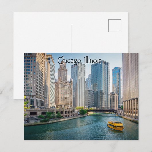 Chicago Illinois Riverway Postkarte (Vorne/Hinten)