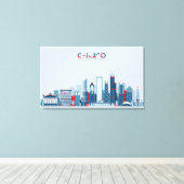 Chicago, Illinois | Rote, weiße und blaue Skyline Leinwanddruck (Insitu (Holzboden))