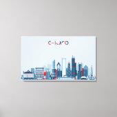 Chicago, Illinois | Rote, weiße und blaue Skyline Leinwanddruck (Vorderseite)