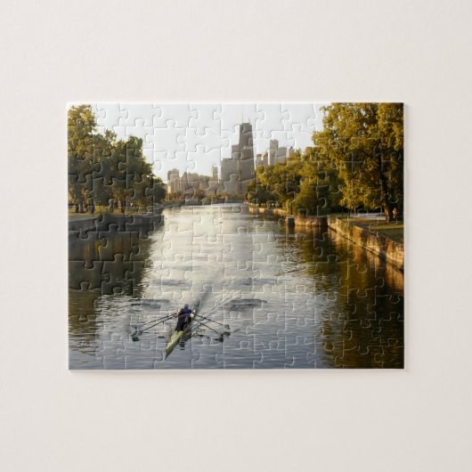 Chicago, Illinois, Rowers in der Lagune von Lincol Puzzle (Horizontal)
