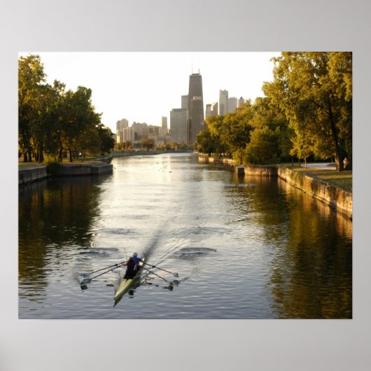 Chicago, Illinois, Rowers in Lincoln Park Lagoon Poster (Vorne)