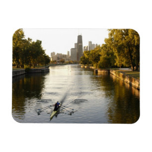 Chicago, Illinois, Ruderer im Lincoln Park Lagoon Magnet