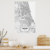 Chicago, Illinois (schwarz auf weiß) Poster (Küche)
