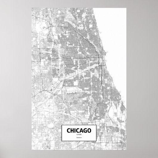 Chicago, Illinois (schwarz auf weiß) Poster (Vorne)